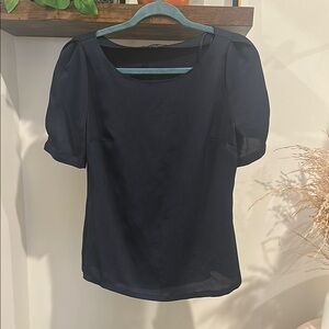 Banana Republic navy blue Puff Sleeve Fitted Blouse